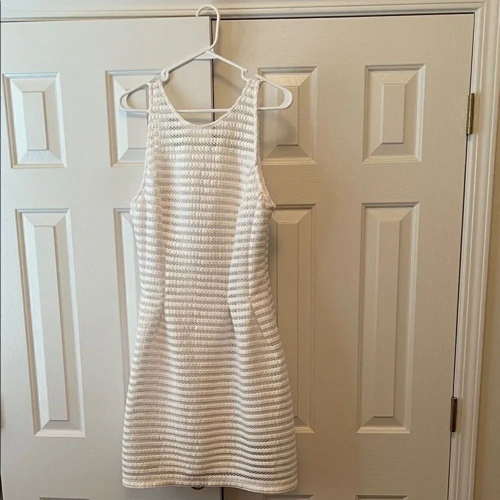 White Striped Sleeveless Dress